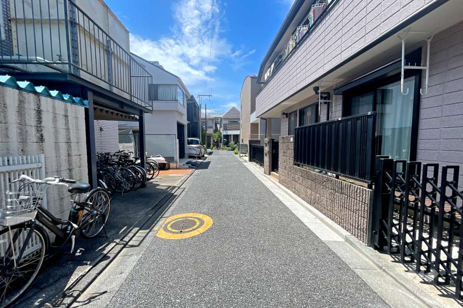 敷地の南側前面道路（西側から）