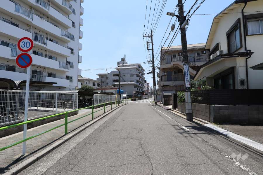 敷地西側の前面道路（北側から）