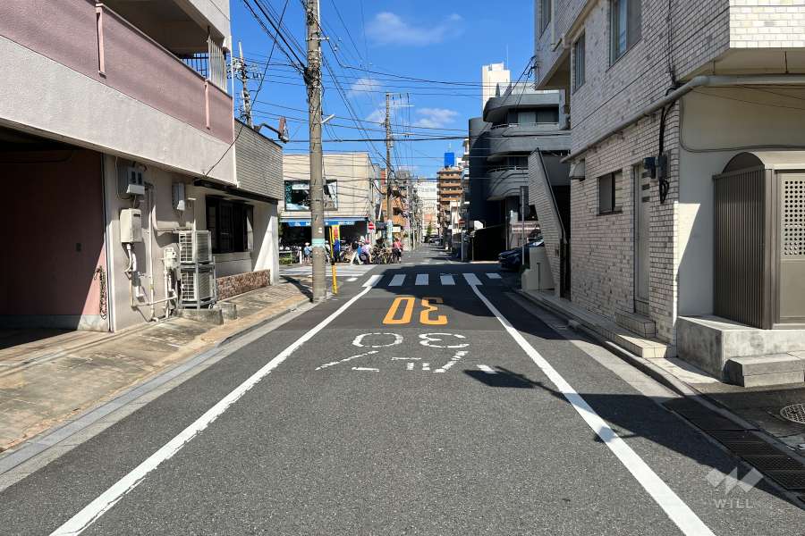 敷地の西側前面道路（南側から）