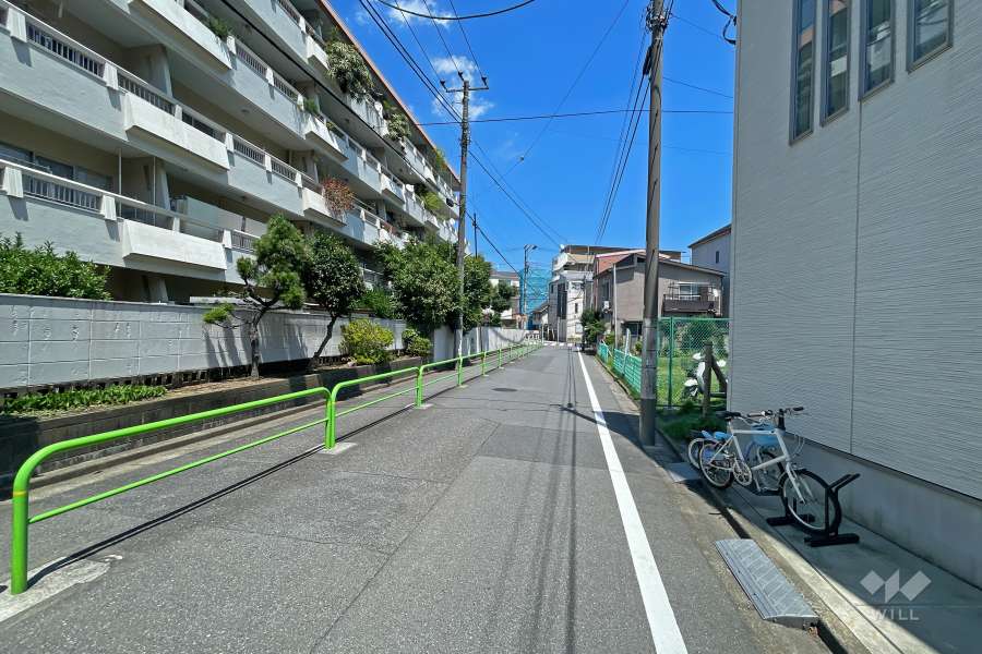 敷地の南側前面道路（西側から）