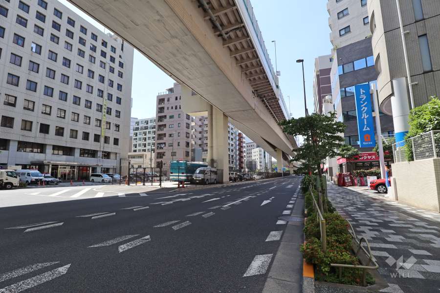敷地南西側の前面道路（南東側から）