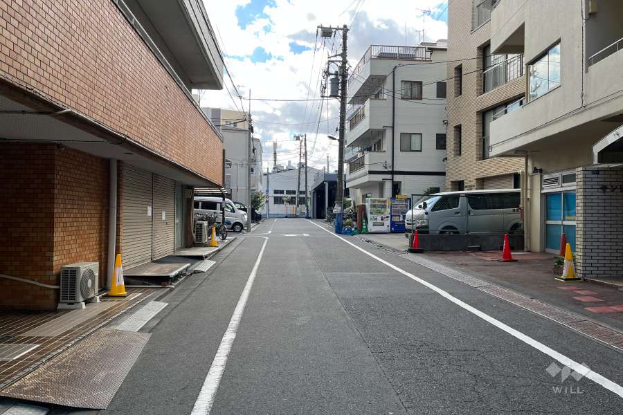 敷地の西側前面道路（北側から）