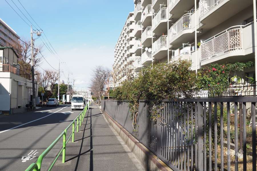 敷地西側の前面道路