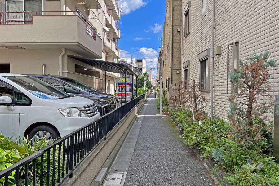 敷地の東側前面道路（南側から）