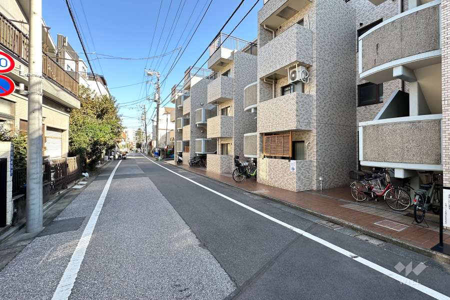 敷地の北側前面道路（西側から）