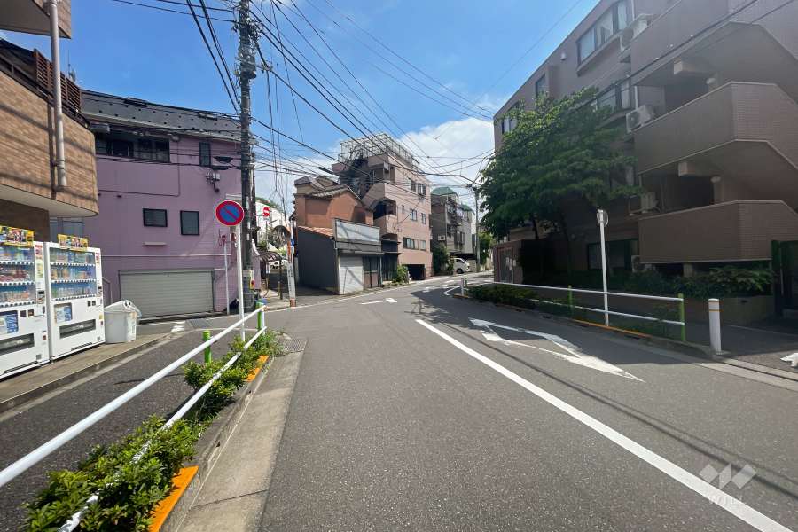 敷地東側の前面道路（北側から）