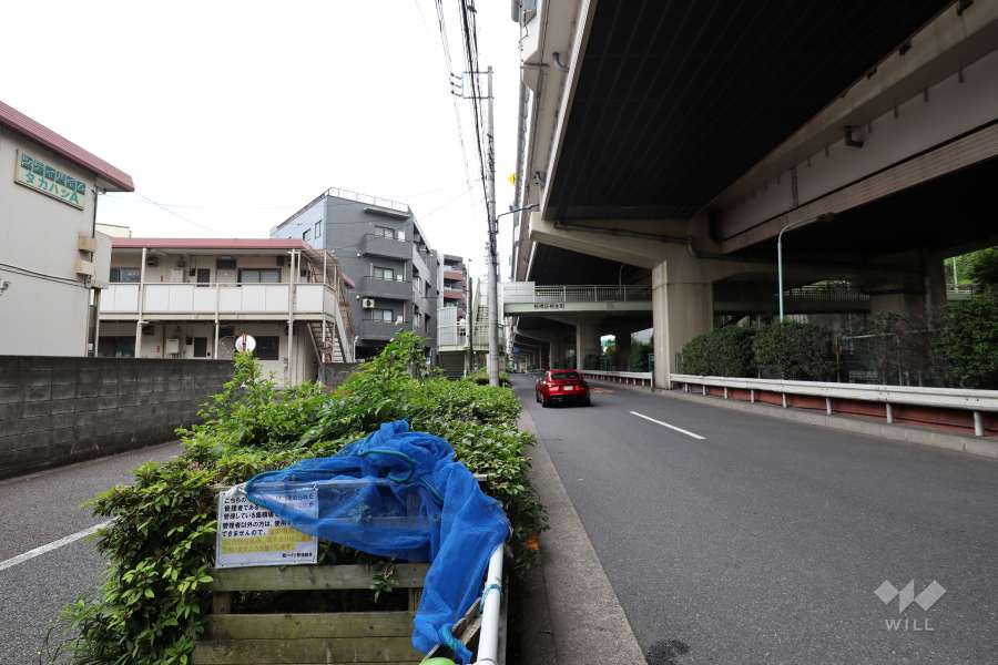 敷地南側の前面道路（西側から）