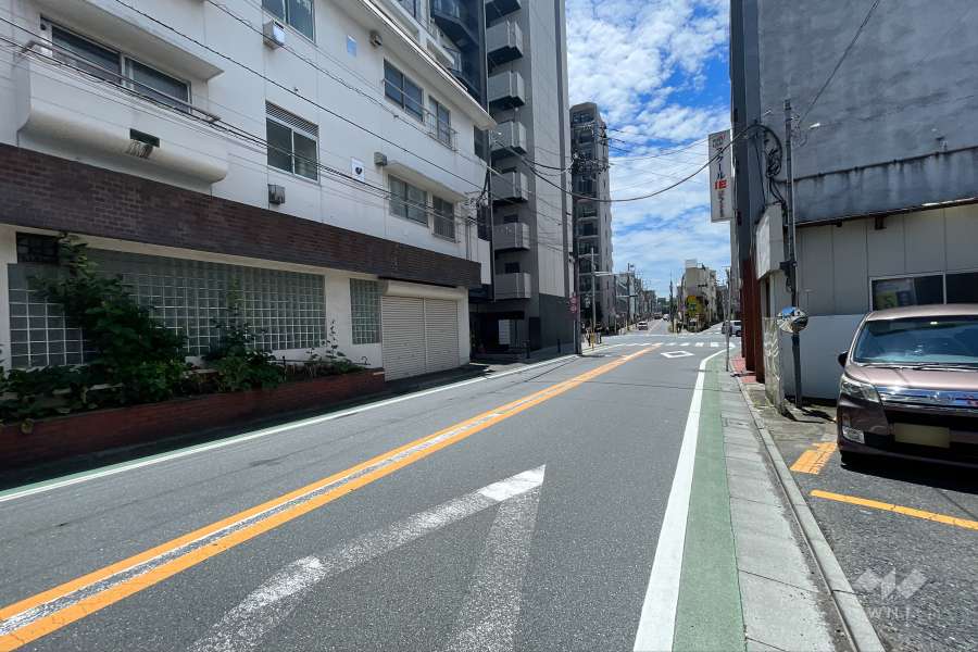 敷地の西側前面道路（北側から）