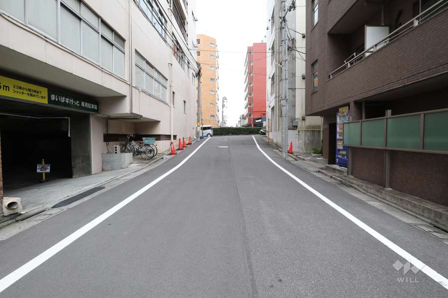 敷地北西側の前面道路（北東側から）