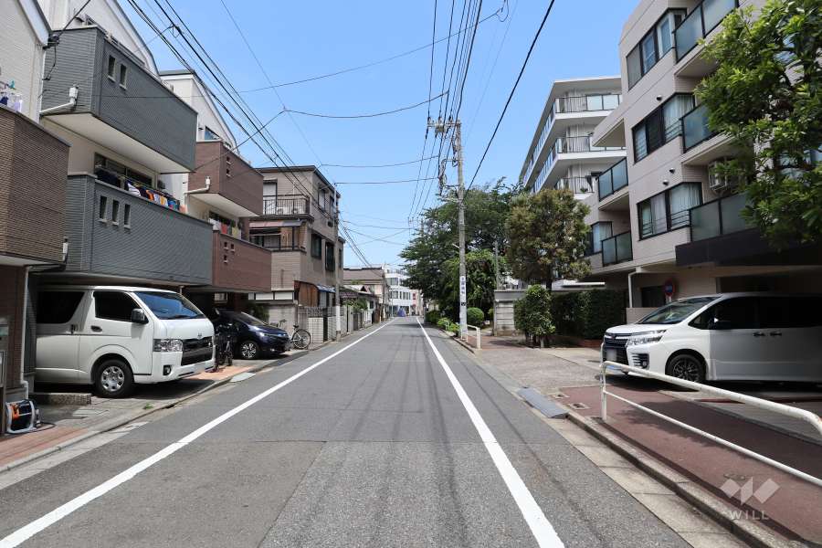 敷地南西側の前面道路（南東側から）