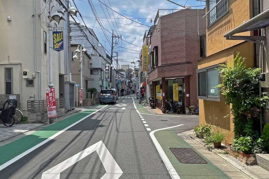 敷地南側の前面道路（西側から）
