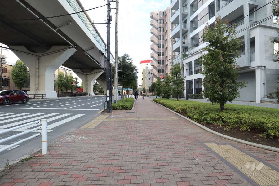 敷地の北側前面道路（西側から）