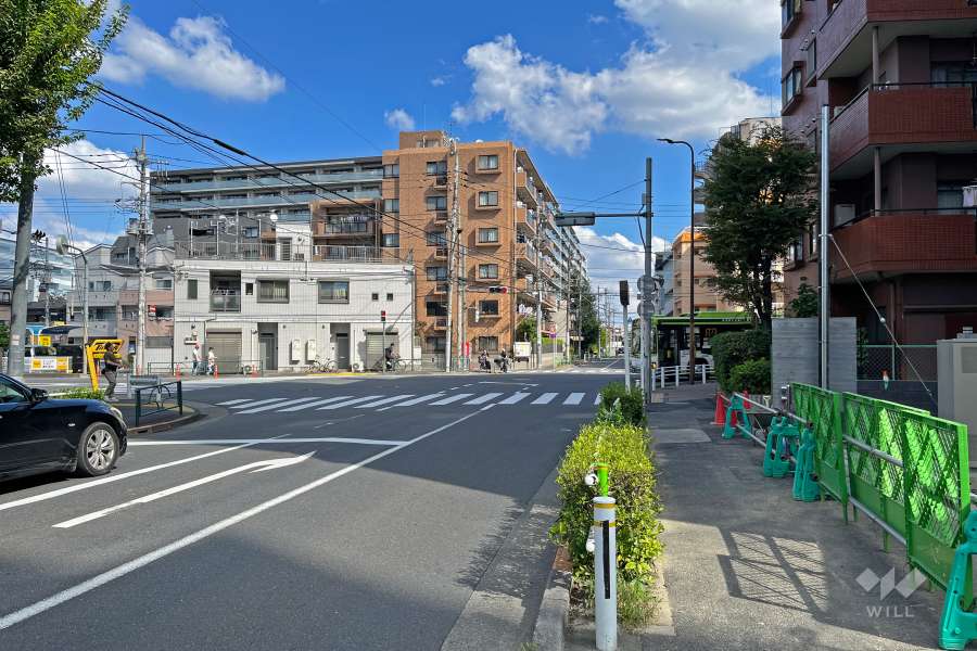 敷地の北側前面道路（西側から）