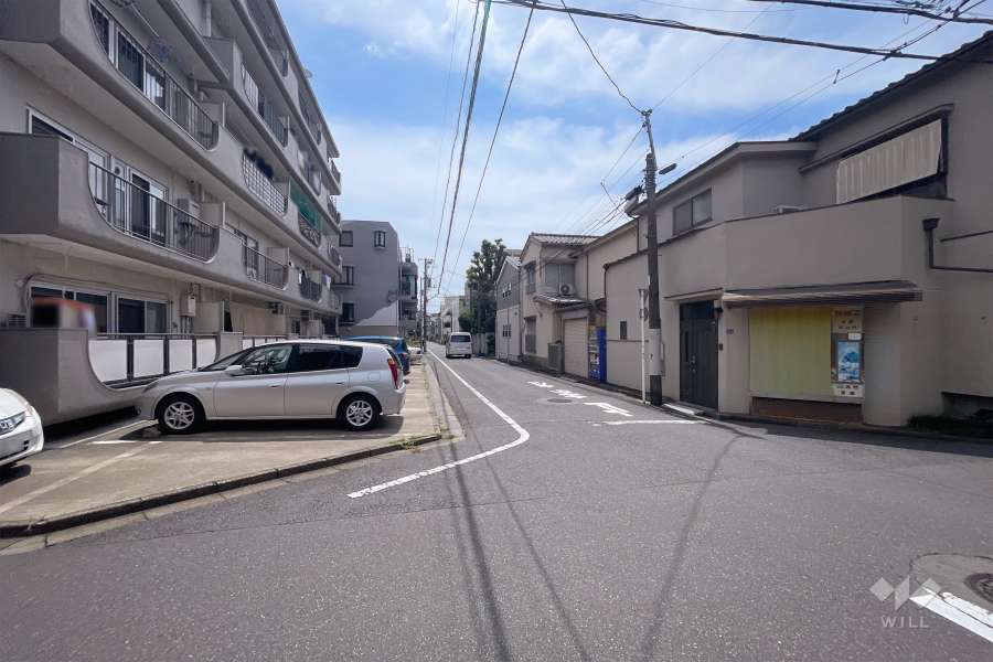 敷地南側の前面道路（西側から）