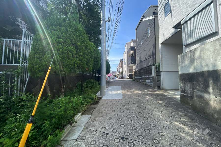 敷地西側の前面道路（北側から）