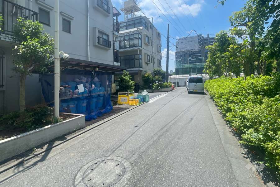 敷地の西側前面道路（北側から）