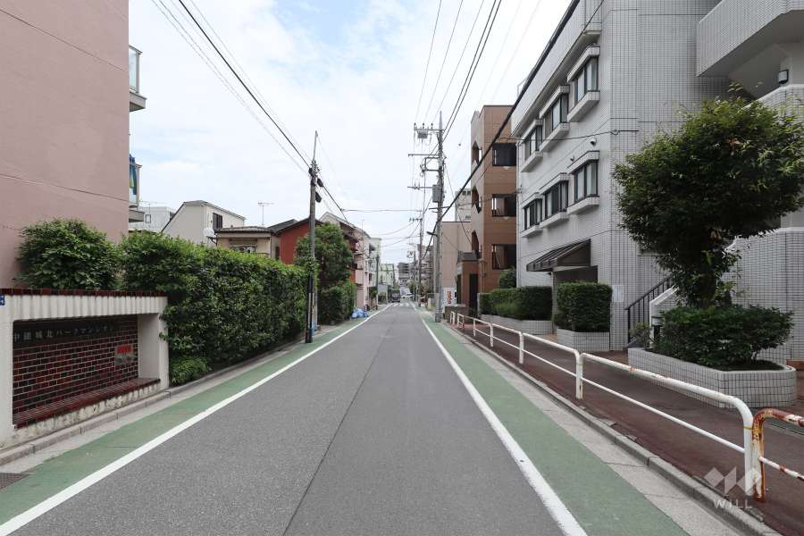 敷地北側の前面道路（西側から）