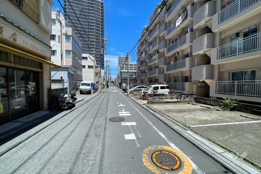 敷地西側の前面道路（南側から）