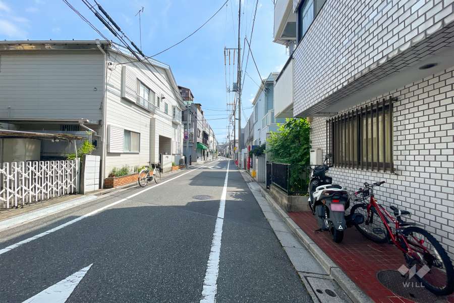 敷地東側の前面道路（北側から）