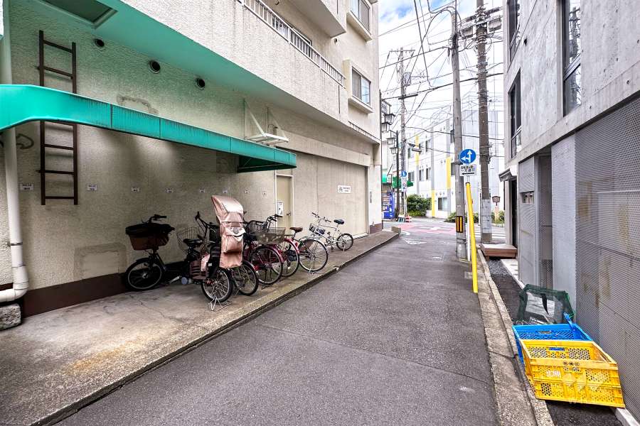 敷地南側の前面道路（西側から）