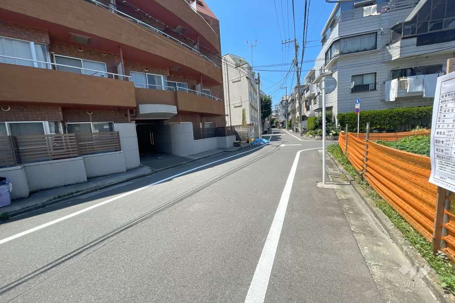 敷地北東側の前面道路（南東側から）