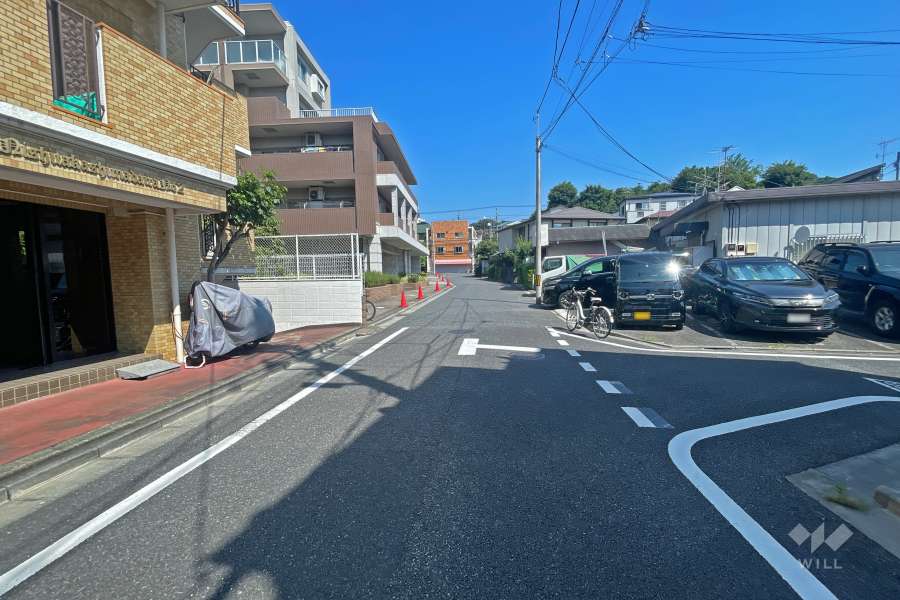 敷地北東側の前面道路（南東側から）