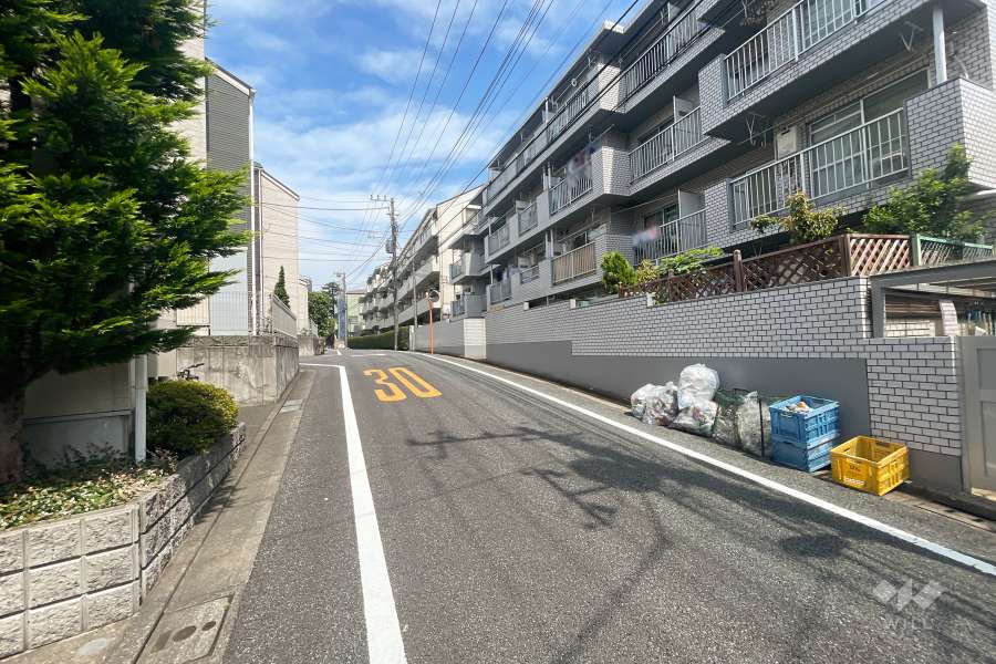 敷地南西側の前面道路（南東側から）