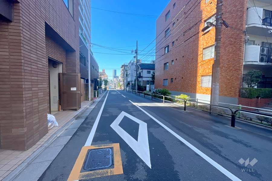 敷地の東側前面道路（北側から）