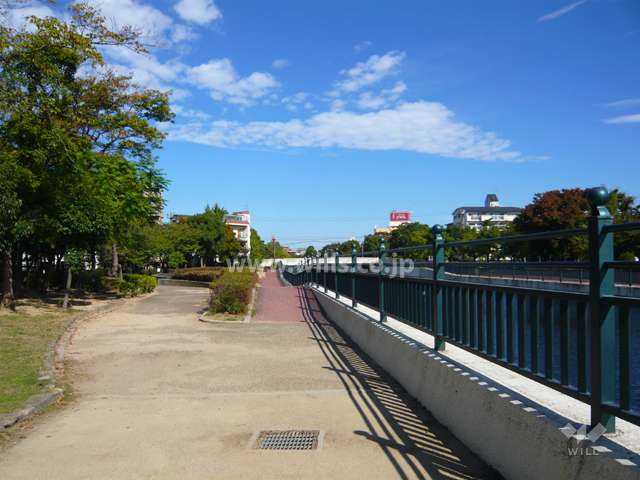 敷地の東側には庄下川が流れています。