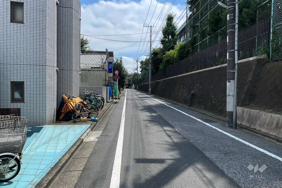 敷地西側の前面道路（北側から）