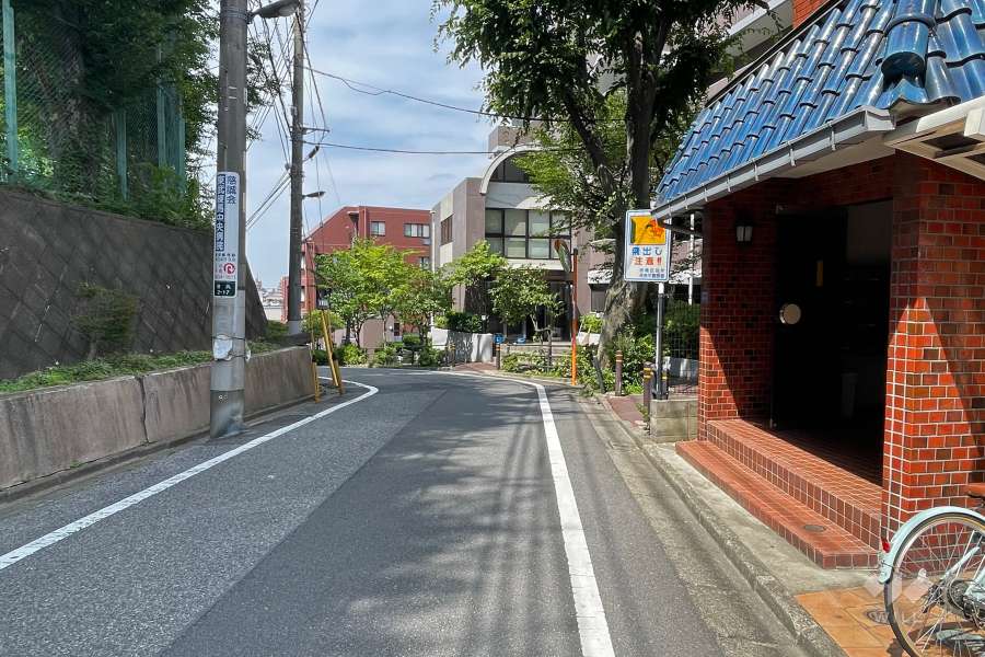 敷地西側の前面道路（南側から）