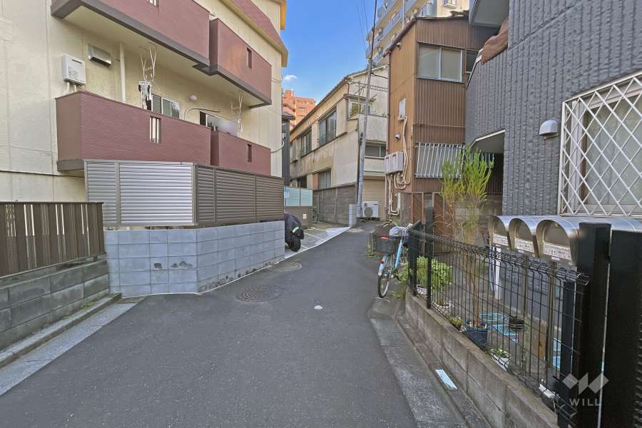 敷地の西側前面道路（北側から）