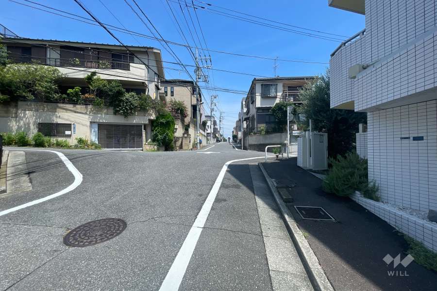敷地西側の前面道路