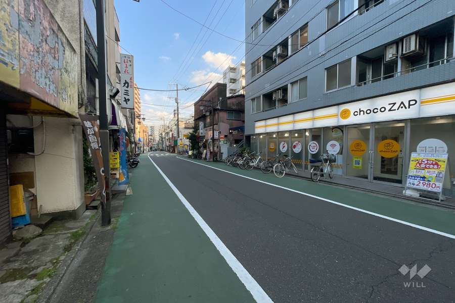 敷地北東側の前面道路（北西側から）