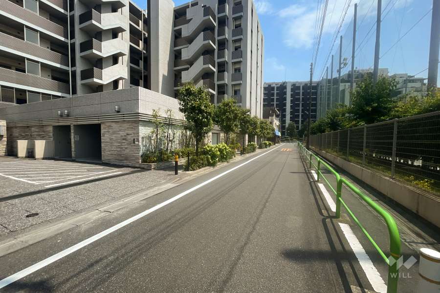 敷地西側の前面道路（北側から）