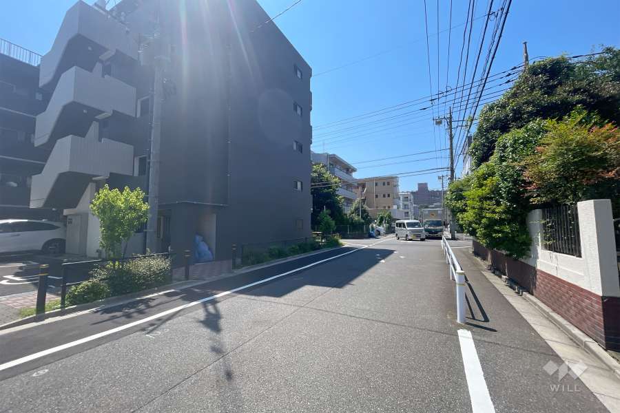 敷地西側の前面道路（北側から）