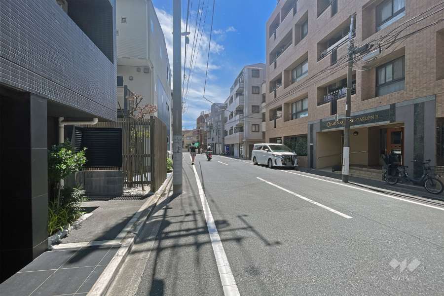 敷地の西側前面道路（北側から）