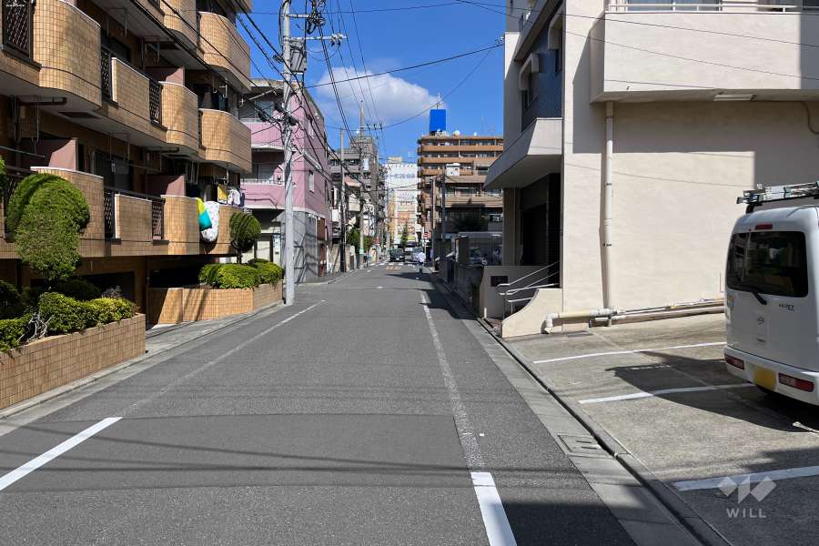 敷地の西側前面道路（南側から）