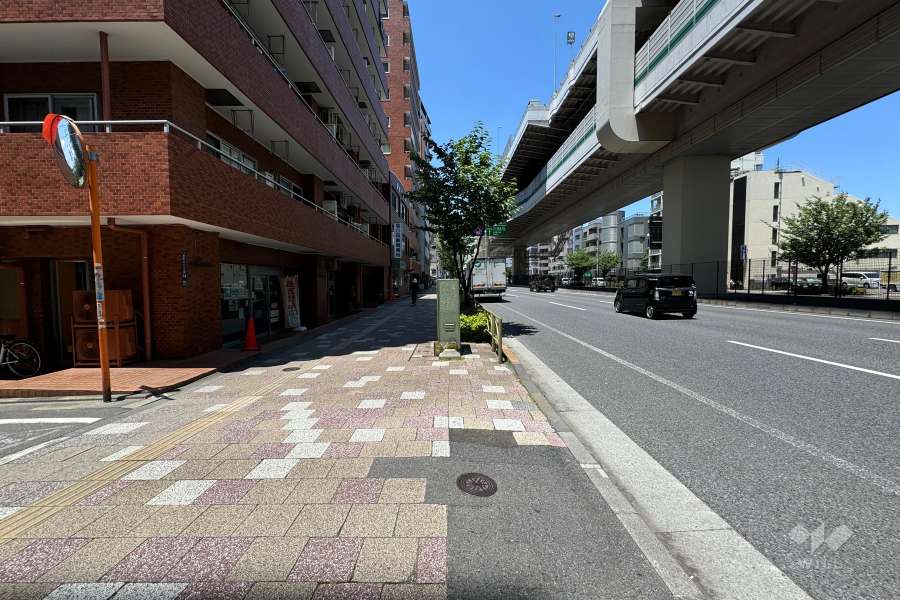 敷地北東側の前面道路（南東側から）