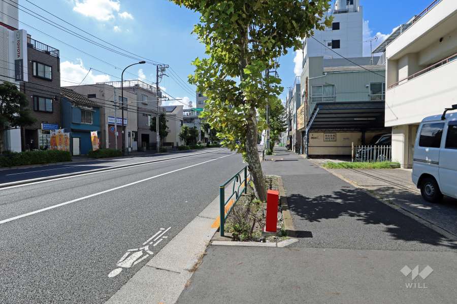 敷地の南西側前面道路（南東側から）