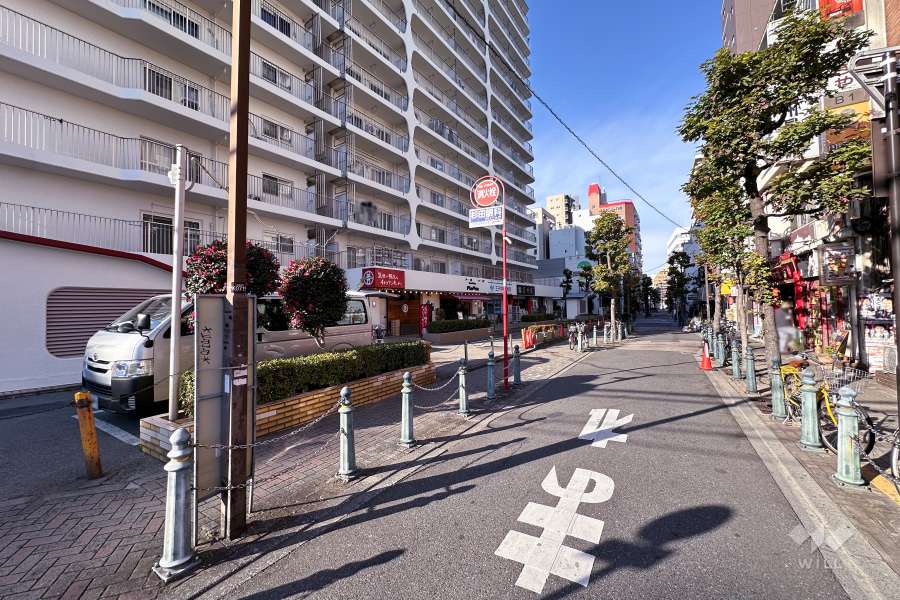 敷地東側の前面道路（南側から）