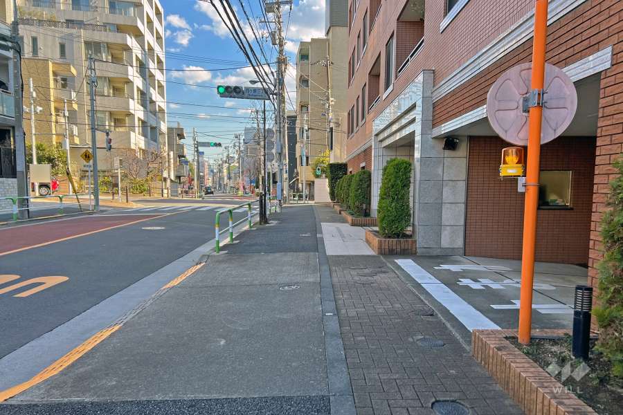敷地の北東側前面道路（北西側から）