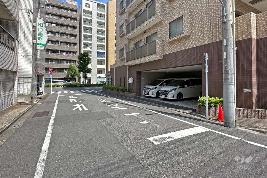 敷地北側の前面道路（西側から）