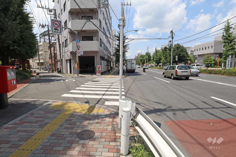 敷地北東側の前面道路（南東側から）