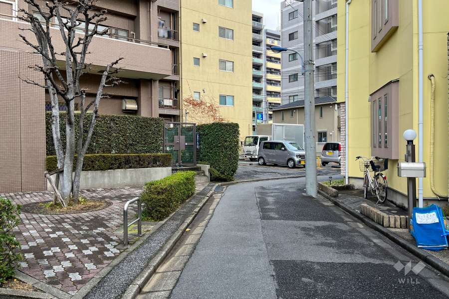 敷地南側の前面道路（西側から）