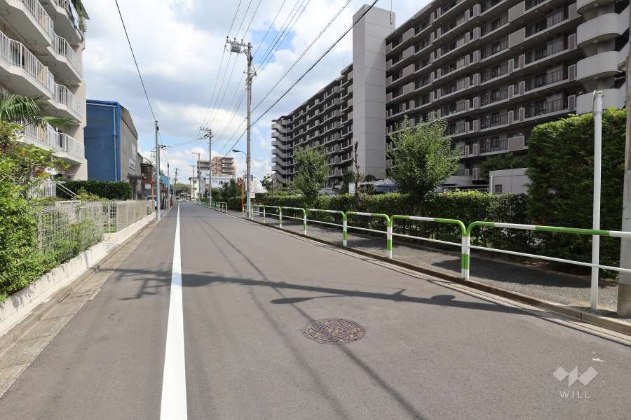 敷地北側の前面道路（西側から）