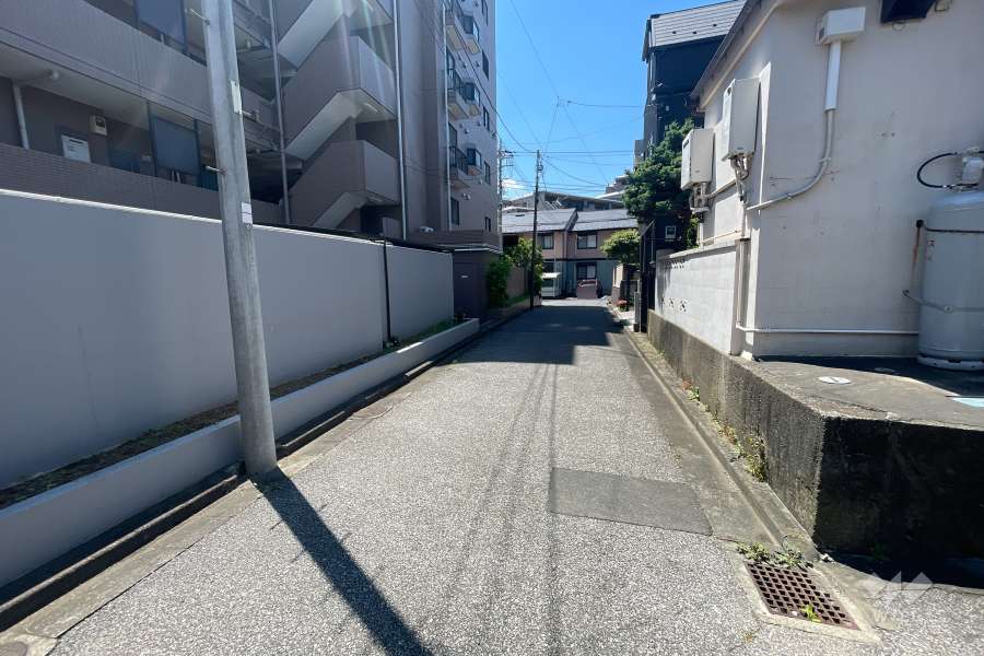 敷地の西側前面道路（北側から）