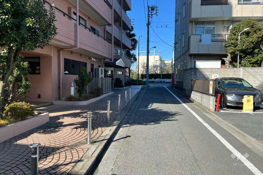 敷地北東側の前面道路（南東側から）
