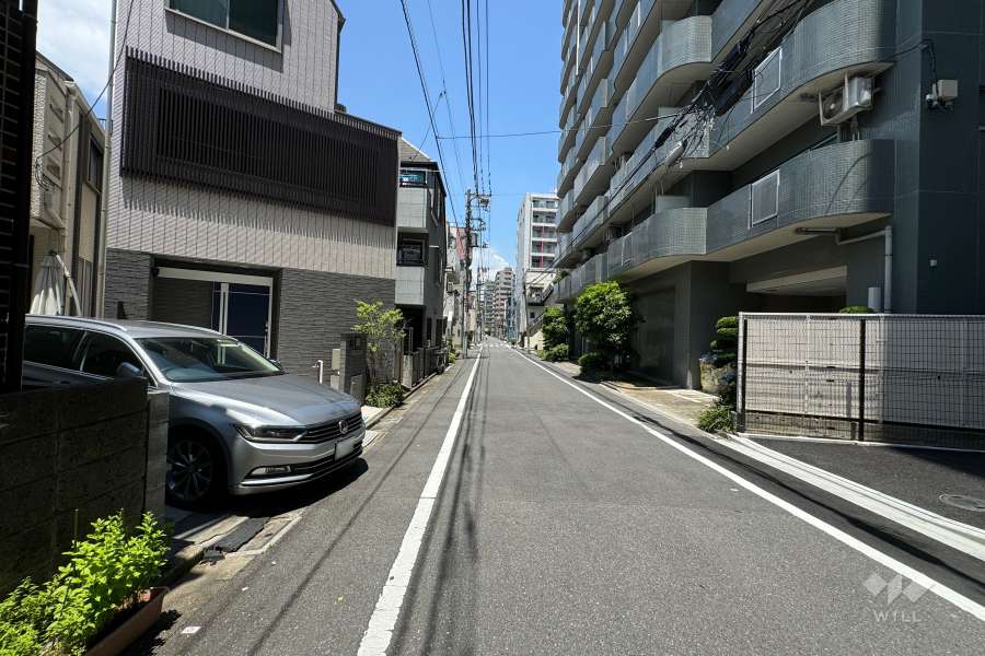 敷地の西側前面道路（南側から）