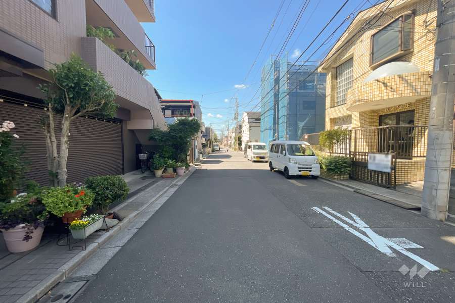 敷地の西側前面道路（北側から）